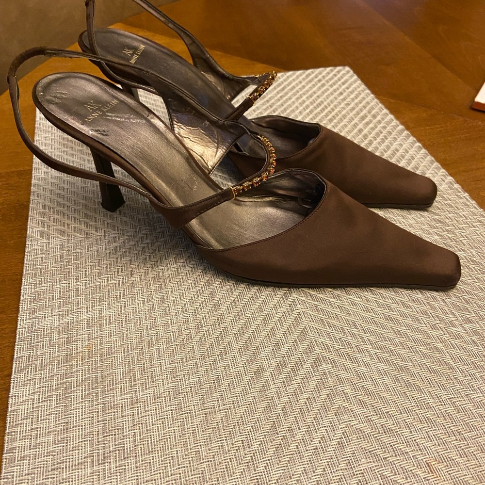 Anne Klein Satin Sling Back Sandals